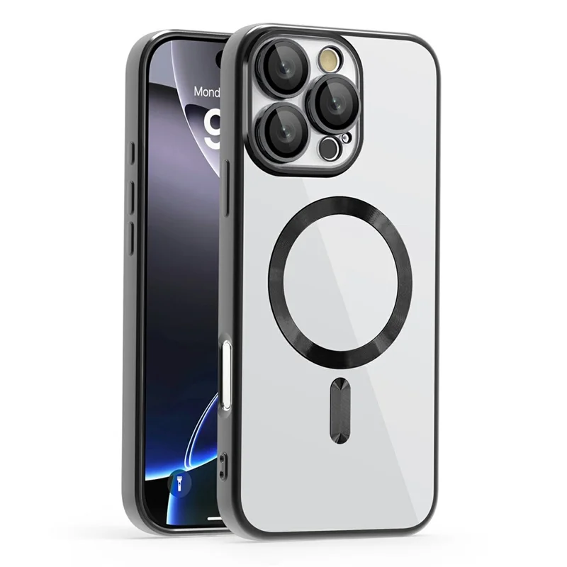 For iPhone 16 Pro Case Compatible with MagSafe TPU + PC Clear Back Cover - Black