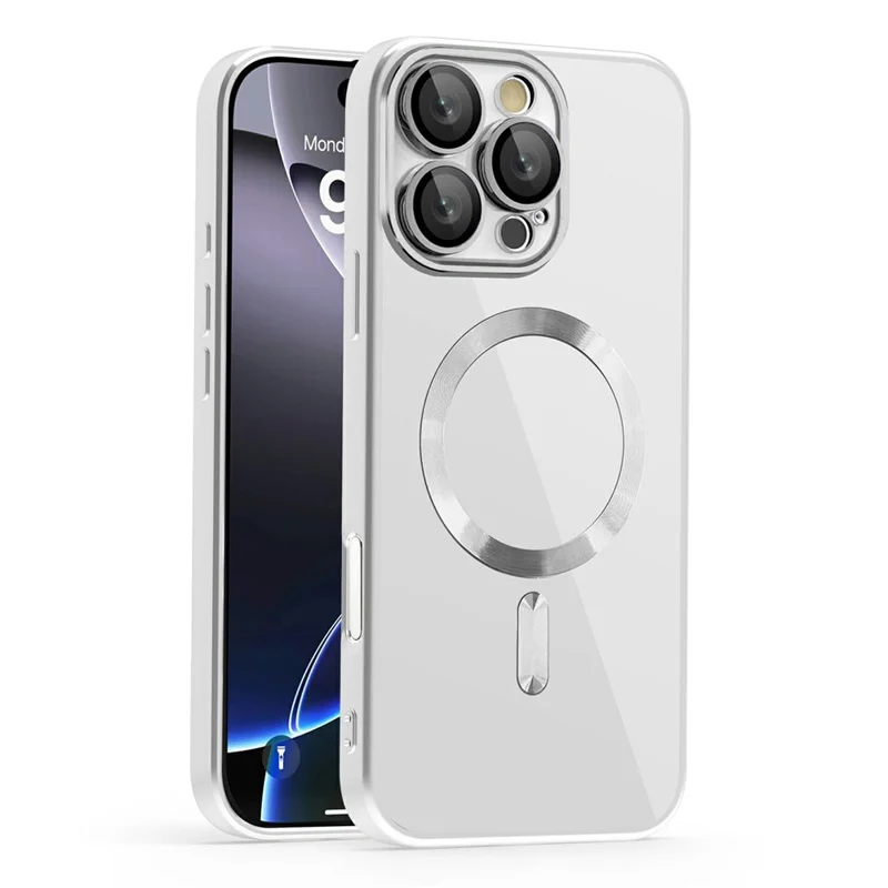 For iPhone 16 Pro Case Compatible with MagSafe TPU + PC Clear Back Cover - Titanium Grey