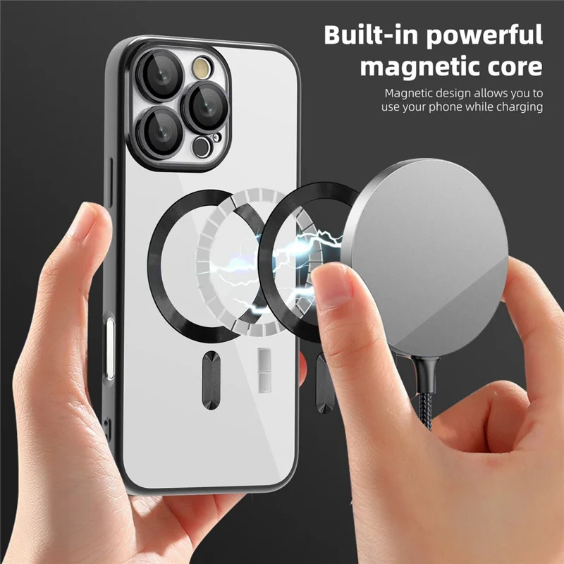 For iPhone 16 Pro Case Compatible with MagSafe TPU + PC Clear Back Cover - Titanium Grey