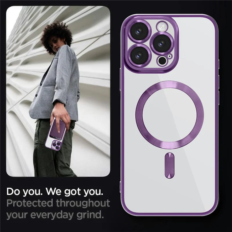 For iPhone 16 Pro Case Compatible with MagSafe TPU + PC Clear Back Cover - Titanium Grey