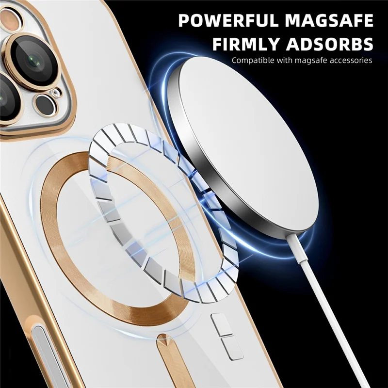 For iPhone 16 Pro Case Compatible with MagSafe TPU + PC Clear Back Cover - Titanium Grey