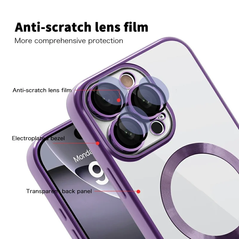 For iPhone 16 Pro Case Compatible with MagSafe TPU + PC Clear Back Cover - Titanium Grey