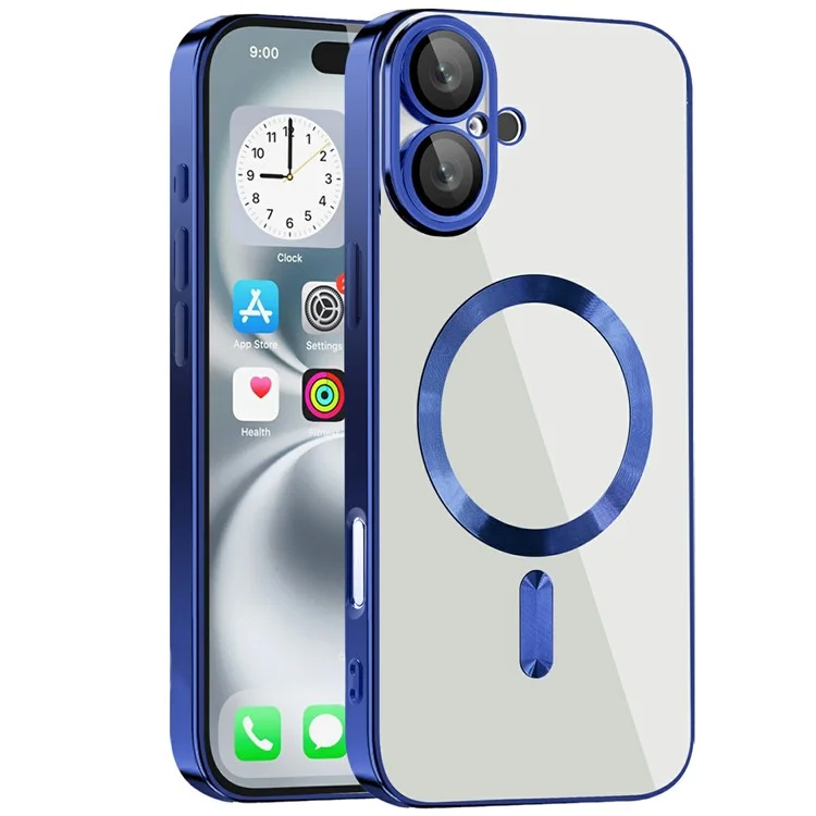 For iPhone 16 Case Compatible with MagSafe TPU + PC Clear Back Cover - Sapphire