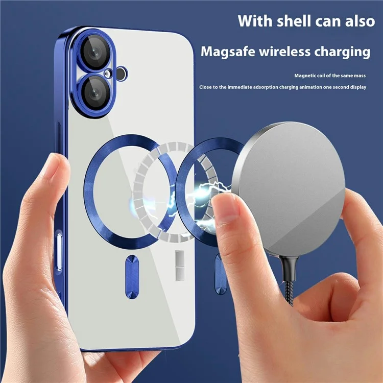 For iPhone 16 Case Compatible with MagSafe TPU + PC Clear Back Cover - Sapphire