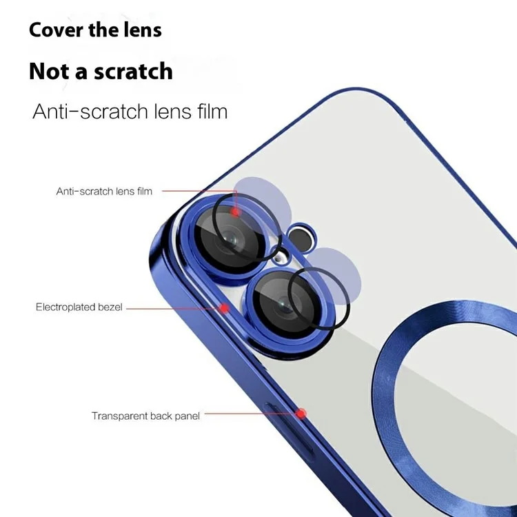 For iPhone 16 Case Compatible with MagSafe TPU + PC Clear Back Cover - Sapphire