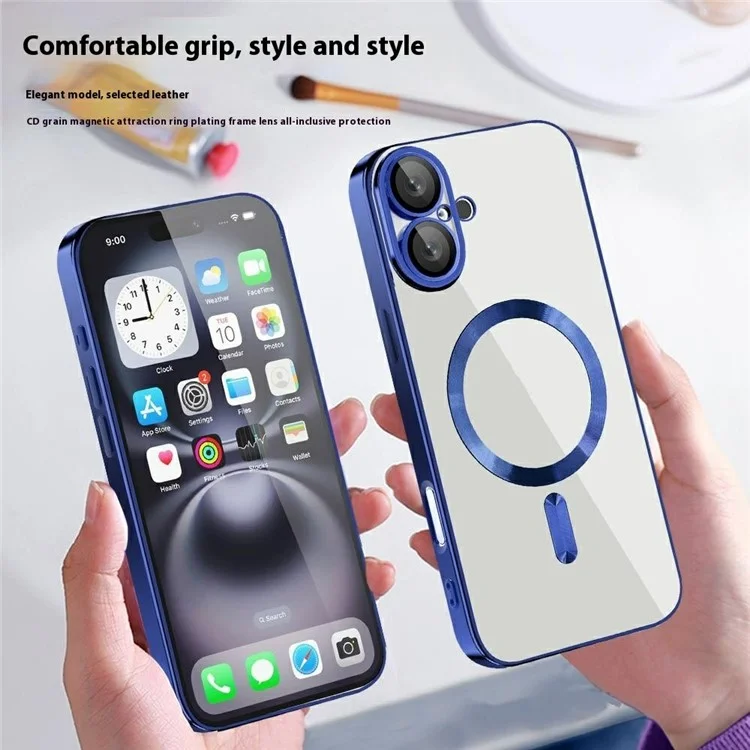 For iPhone 16 Case Compatible with MagSafe TPU + PC Clear Back Cover - Sapphire