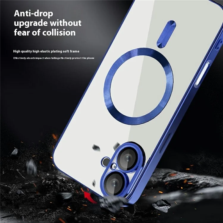 For iPhone 16 Case Compatible with MagSafe TPU + PC Clear Back Cover - Sapphire