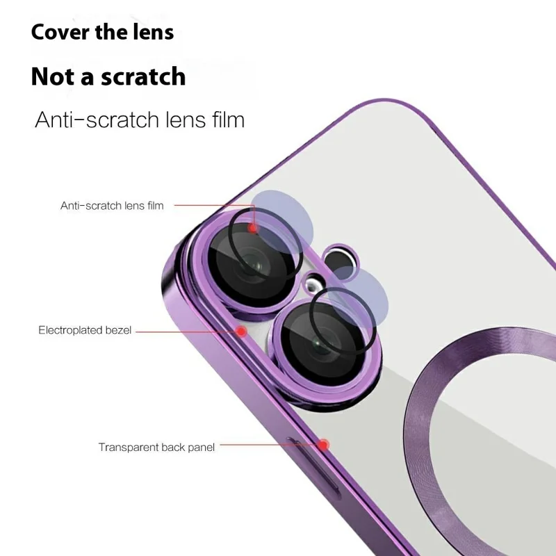 For iPhone 16 Plus Case Compatible with MagSafe TPU + PC Mobile Cover with Card Bag - Black