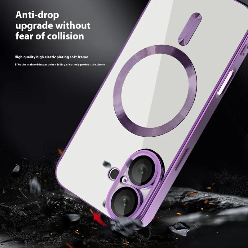 For iPhone 16 Plus Case Compatible with MagSafe TPU + PC Mobile Cover with Card Bag - Black