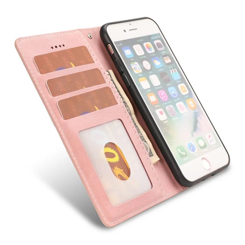 For iPhone 16e Case PU Leather Phone Cover with Wallet Stand - Pink