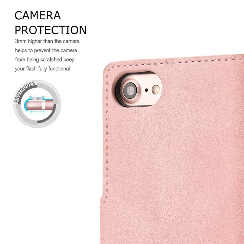 For iPhone 16e Case PU Leather Phone Cover with Wallet Stand - Pink