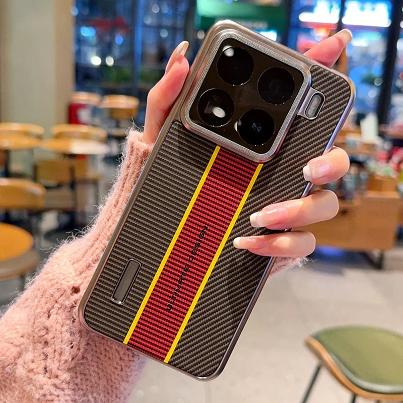 Voor Xiaomi 15 Hoesje Vezelstructuur Leer + PC Telefoonhoes