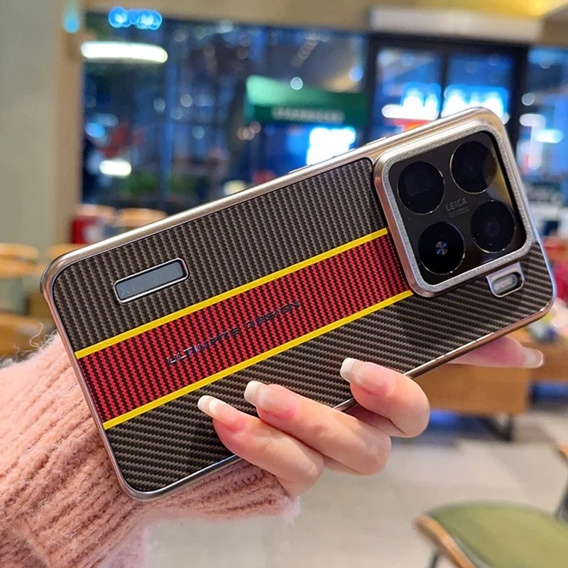 Voor Xiaomi 15 Hoesje Vezelstructuur Leer + PC Telefoonhoes