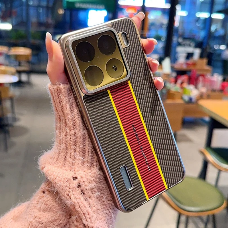 Voor Xiaomi 15 Hoesje Vezelstructuur Leer + PC Telefoonhoes