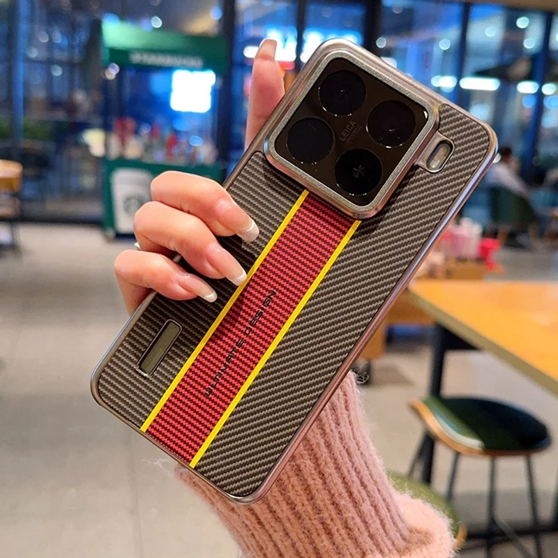 Voor Xiaomi 15 Hoesje Vezelstructuur Leer + PC Telefoonhoes