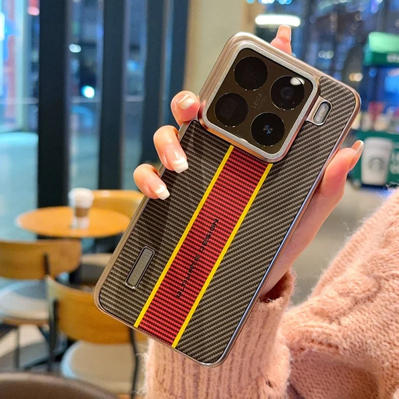 Voor Xiaomi 15 Hoesje Vezelstructuur Leer + PC Telefoonhoes