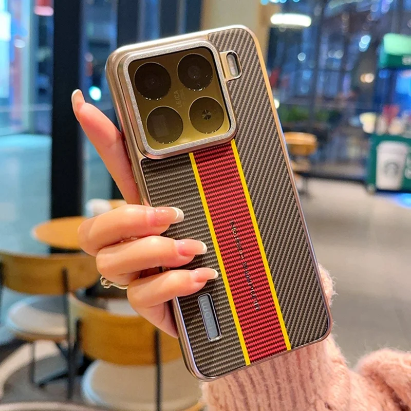 Voor Xiaomi 15 Hoesje Vezelstructuur Leer + PC Telefoonhoes