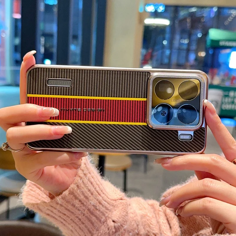 Voor Xiaomi 15 Hoesje Vezelstructuur Leer + PC Telefoonhoes