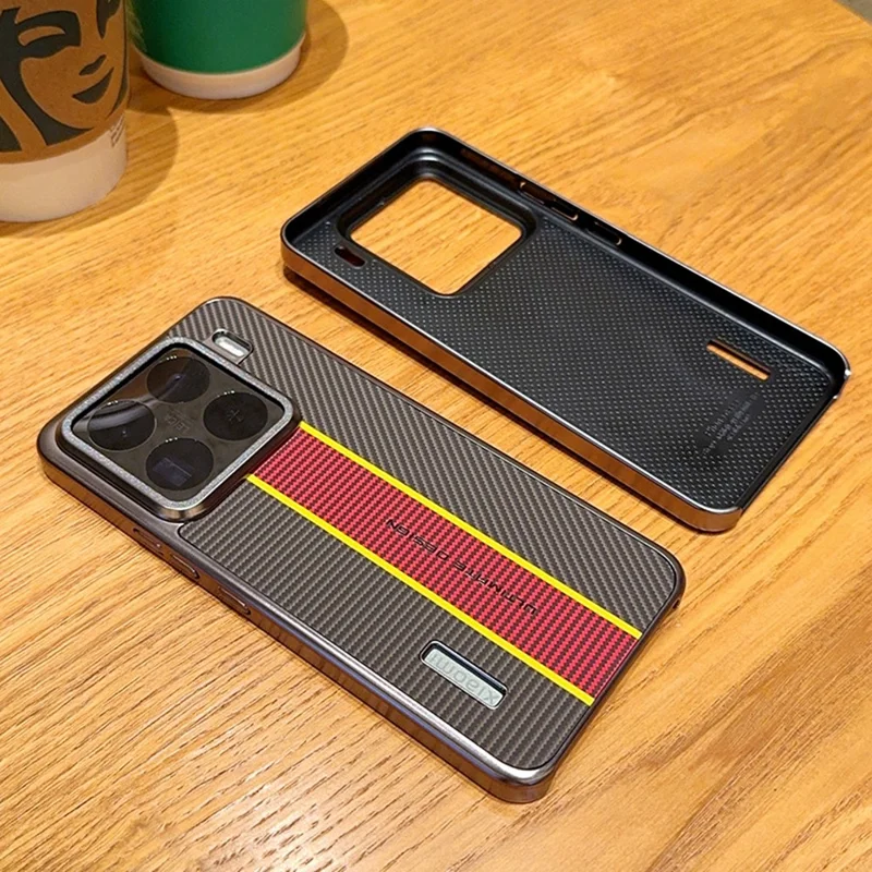 Für Xiaomi 15 Pro Hülle Fasertextur Leder + PC Handyhülle