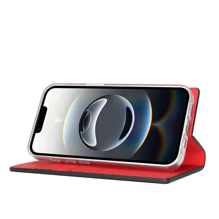 Étui portefeuille en cuir de vache véritable pour iPhone 16e - Texture de litchi - Noir