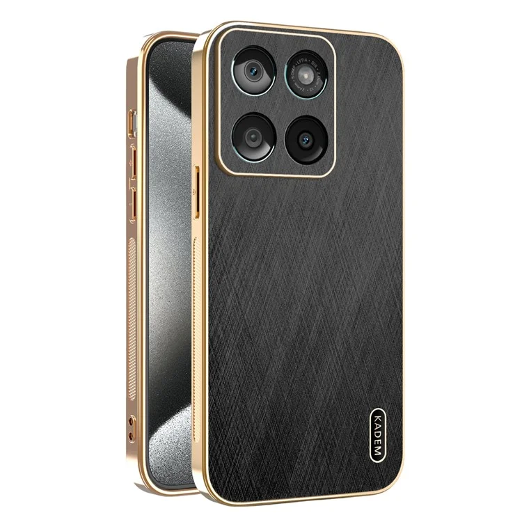 KADEM Pour Motorola Edge 60 Fusion 5G Étui Texture de Soie Électroplaquée PU + TPU Coque Arrière de Téléphone - Noir