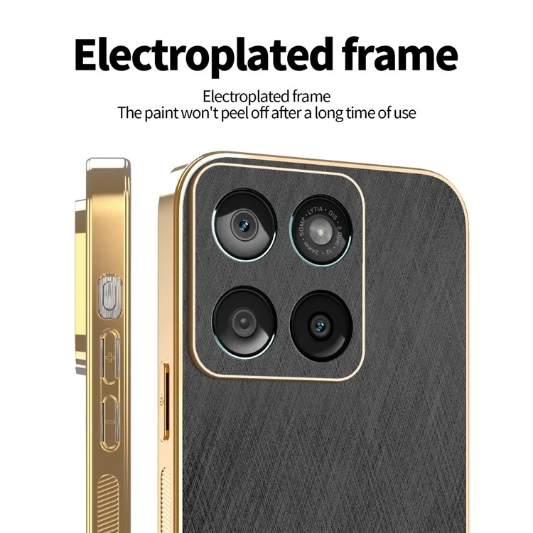 KADEM Pour Motorola Edge 60 Fusion 5G Étui Texture de Soie Électroplaquée PU + TPU Coque Arrière de Téléphone - Noir