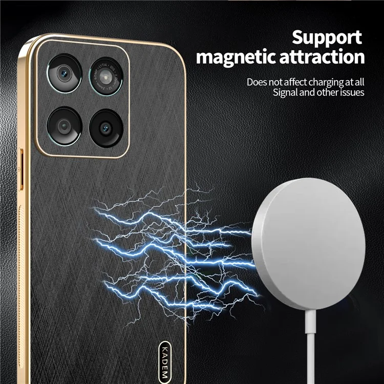 KADEM Pour Motorola Edge 60 Fusion 5G Étui Texture de Soie Électroplaquée PU + TPU Coque Arrière de Téléphone - Noir