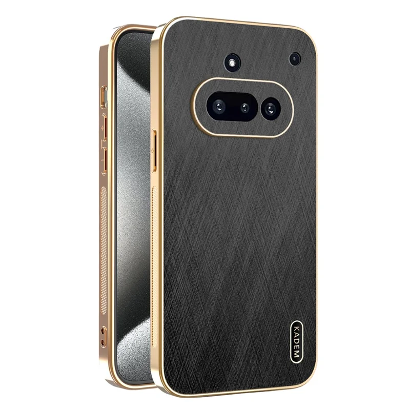 KADEM til Nothing Phone (3a) etui med elektropladering, silketekstur PU + TPU bagside - Sort