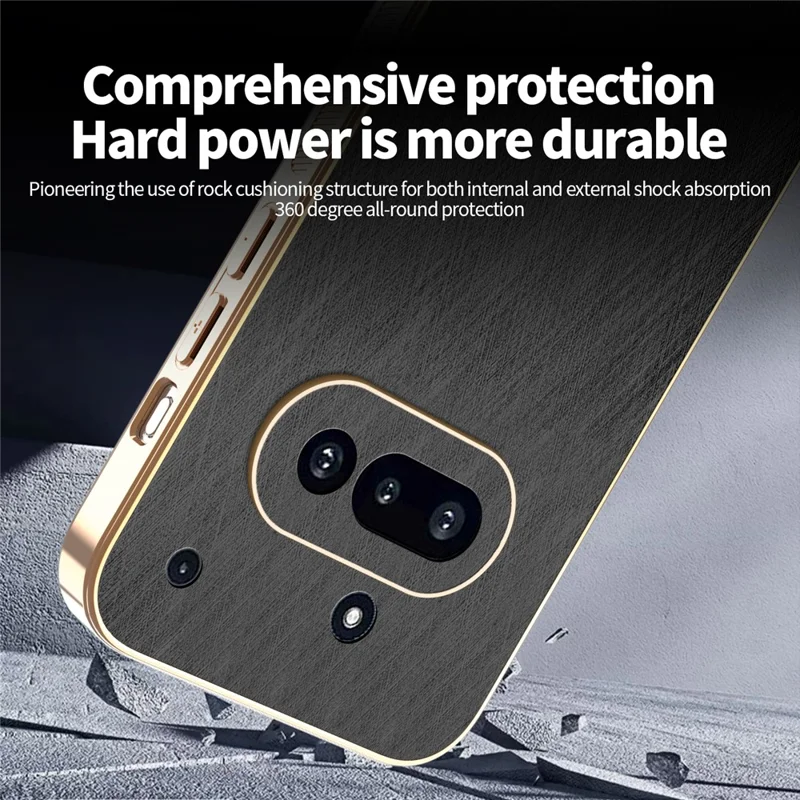 KADEM til Nothing Phone (3a) etui med elektropladering, silketekstur PU + TPU bagside - Sort