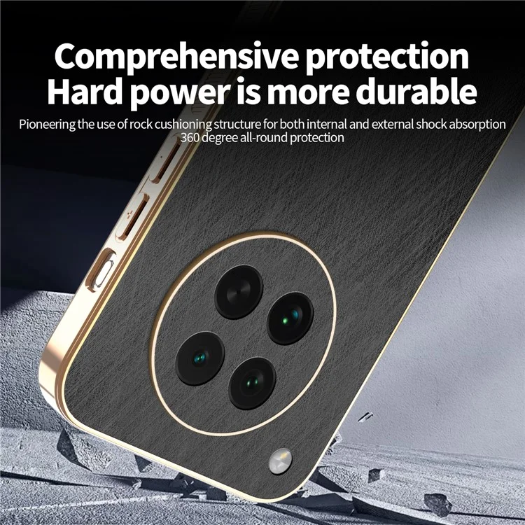 KADEM For Oppo Find X8s 5G Case Electroplating Silk Texture PU + TPU Phone Back Cover - Black