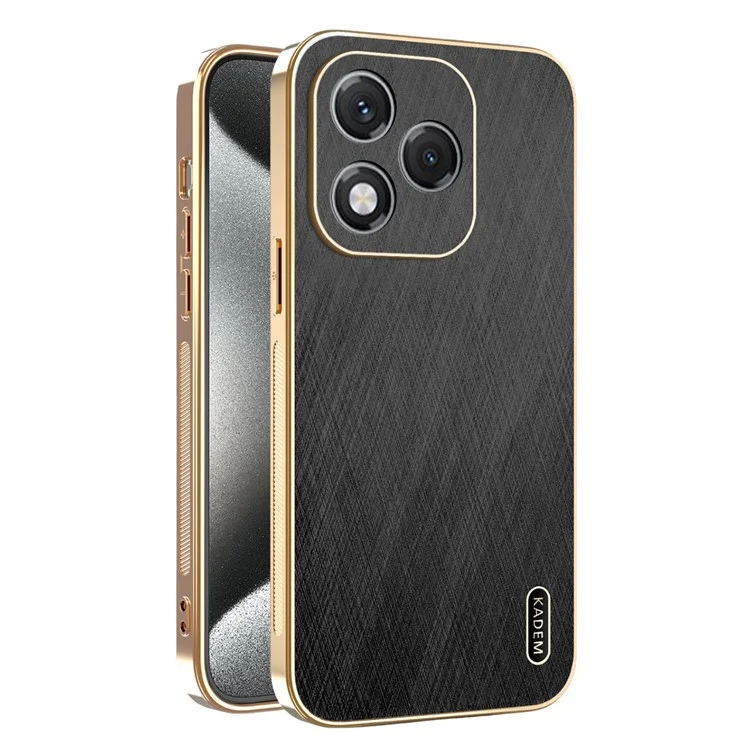 KADEM For Honor 400 Lite 5G Case Electroplating Silk Texture PU + TPU Phone Back Cover - Black