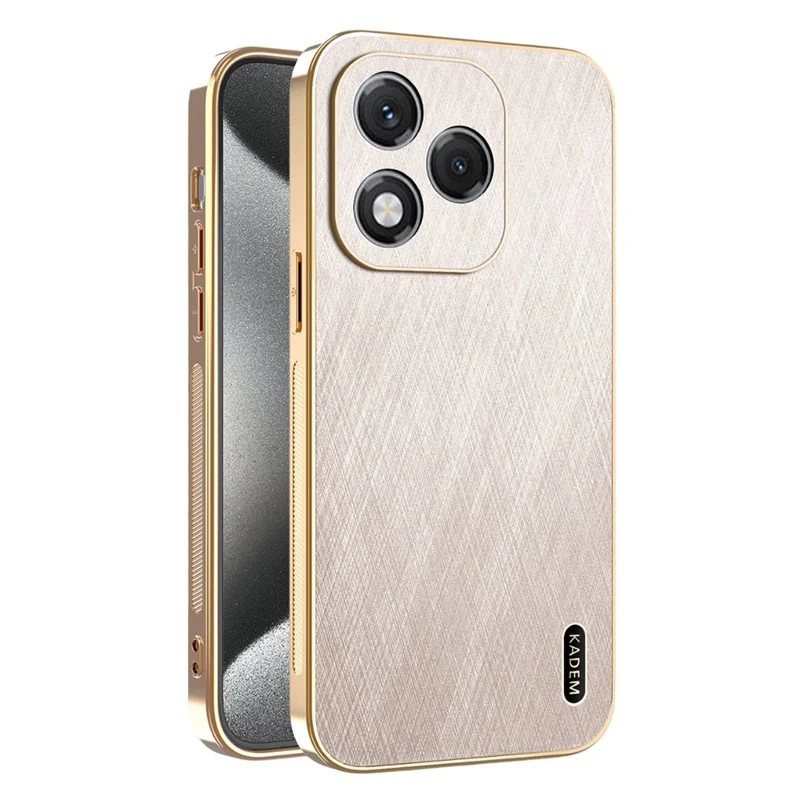 KADEM For Honor 400 Lite 5G Case Electroplating Silk Texture PU + TPU Phone Back Cover - Gold
