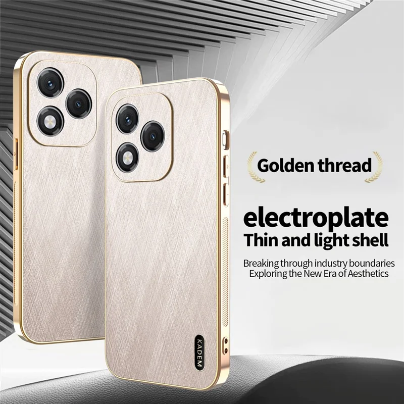 KADEM For Honor 400 Lite 5G Case Electroplating Silk Texture PU + TPU Phone Back Cover - Gold