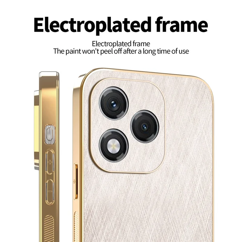 KADEM For Honor 400 Lite 5G Case Electroplating Silk Texture PU + TPU Phone Back Cover - Gold