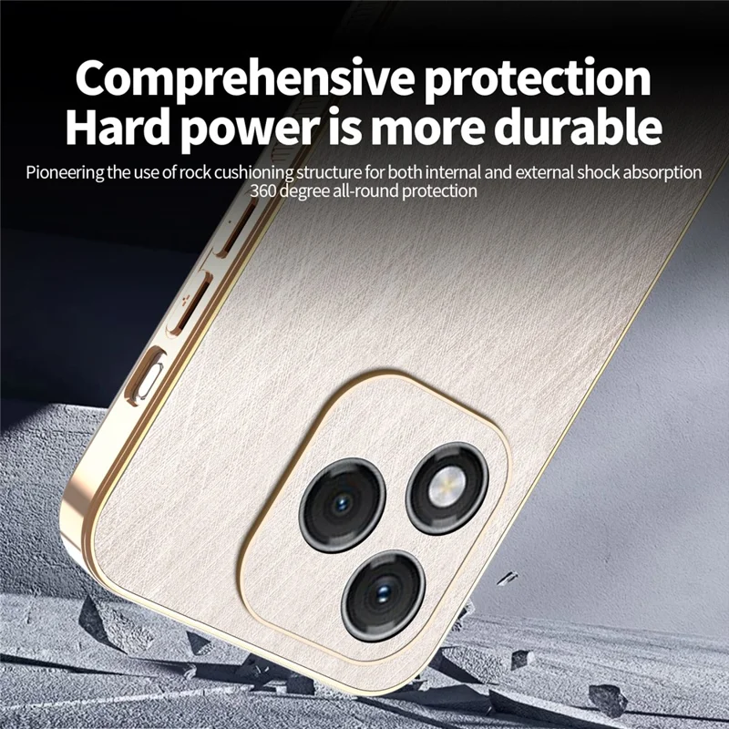 KADEM For Honor 400 Lite 5G Case Electroplating Silk Texture PU + TPU Phone Back Cover - Gold