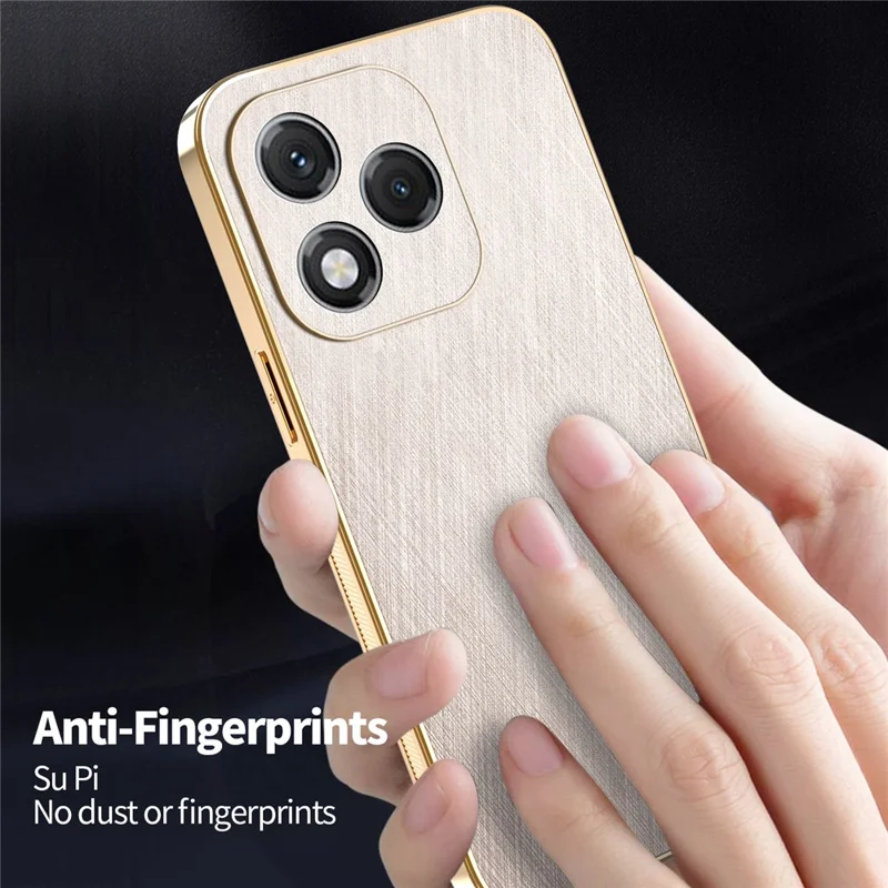 KADEM For Honor 400 Lite 5G Case Electroplating Silk Texture PU + TPU Phone Back Cover - Gold