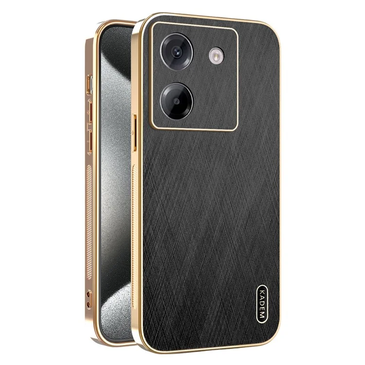 KADEM For Xiaomi Poco M7 Pro 5G Case Electroplating Silk Texture PU + TPU Phone Back Cover - Black