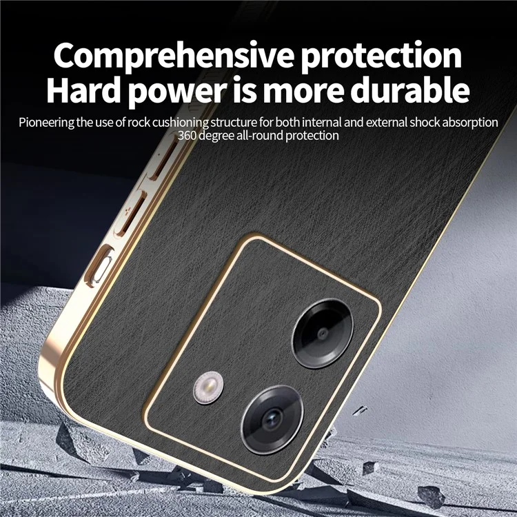 KADEM For Xiaomi Poco M7 Pro 5G Case Electroplating Silk Texture PU + TPU Phone Back Cover - Black