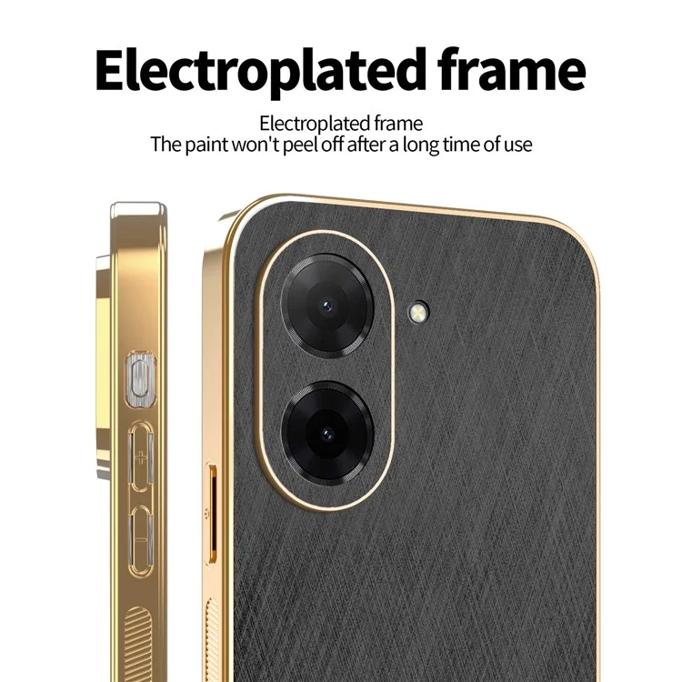 KADEM Pour Xiaomi Redmi A5 4G (171,7 mm) / Poco C71 4G Étui Électroplaqué Texture Soyeuse PU + TPU Coque Arrière de Téléphone - Noir