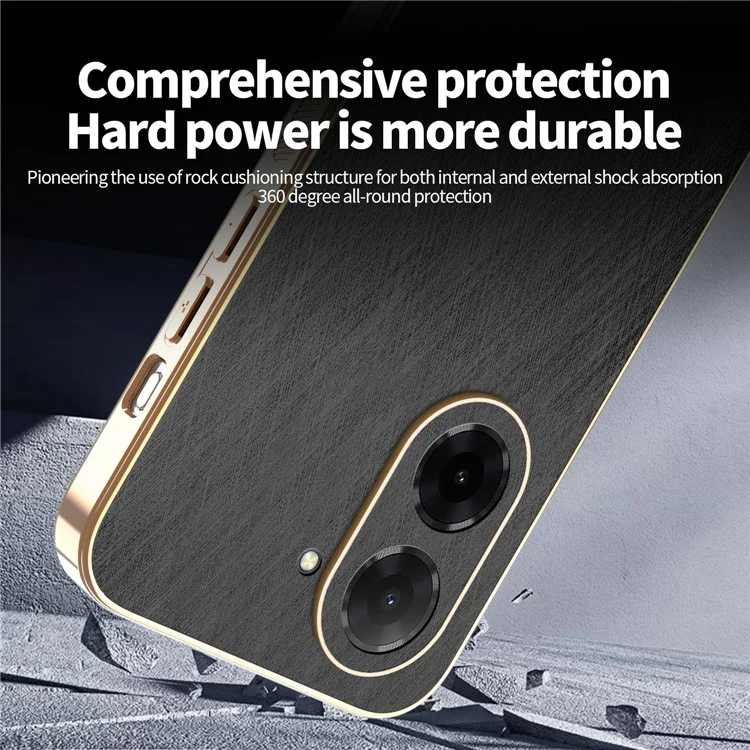 KADEM Pour Xiaomi Redmi A5 4G (171,7 mm) / Poco C71 4G Étui Électroplaqué Texture Soyeuse PU + TPU Coque Arrière de Téléphone - Noir