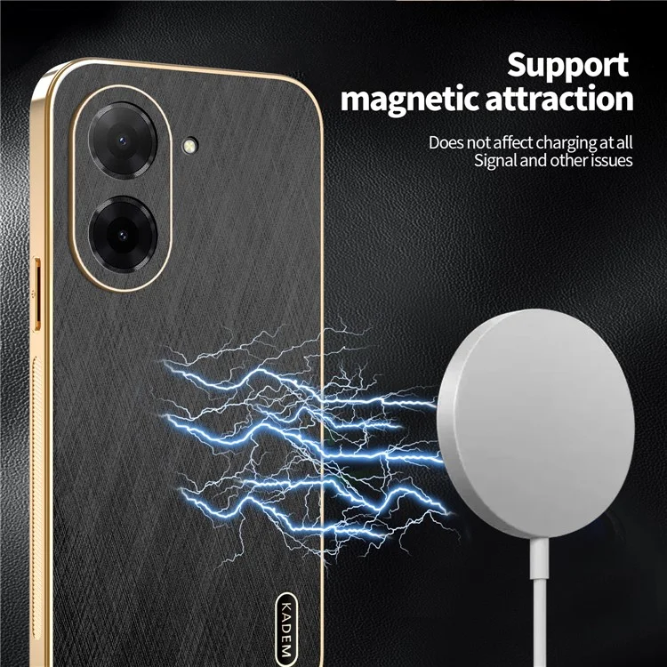 KADEM Pour Xiaomi Redmi A5 4G (171,7 mm) / Poco C71 4G Étui Électroplaqué Texture Soyeuse PU + TPU Coque Arrière de Téléphone - Noir