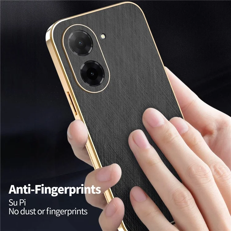KADEM Pour Xiaomi Redmi A5 4G (171,7 mm) / Poco C71 4G Étui Électroplaqué Texture Soyeuse PU + TPU Coque Arrière de Téléphone - Noir