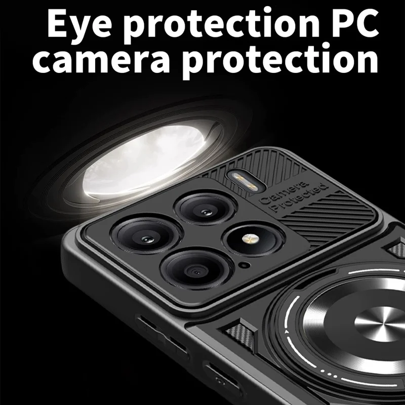 Für Xiaomi 15 Magnetische Hülle mit drehbarem Ständer TPU + PC Handyhülle - Schwarz