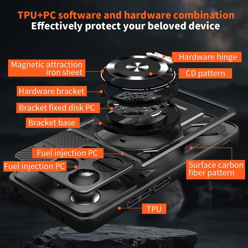 Für Xiaomi 15 Magnetische Hülle mit drehbarem Ständer TPU + PC Handyhülle - Schwarz