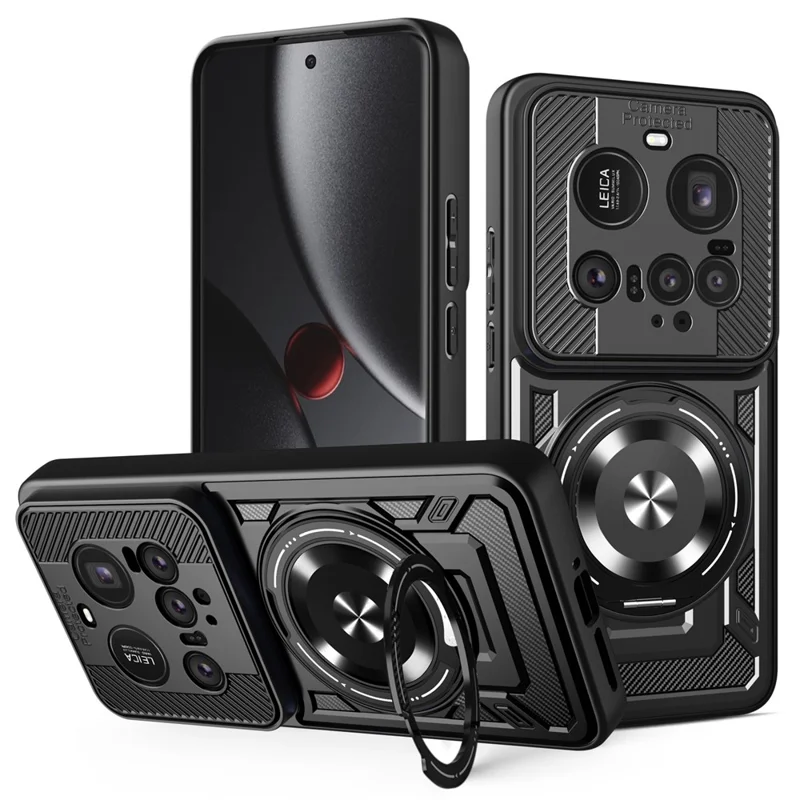 For Xiaomi 15 Ultra Magnetic Case Rotating Kickstand TPU + PC Phone Cover - Black