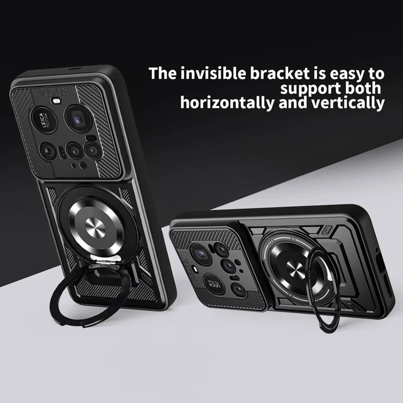 For Xiaomi 15 Ultra Magnetic Case Rotating Kickstand TPU + PC Phone Cover - Black