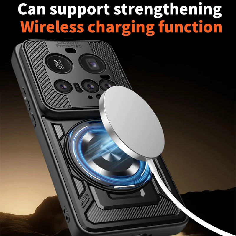 For Xiaomi 15 Ultra Magnetic Case Rotating Kickstand TPU + PC Phone Cover - Black