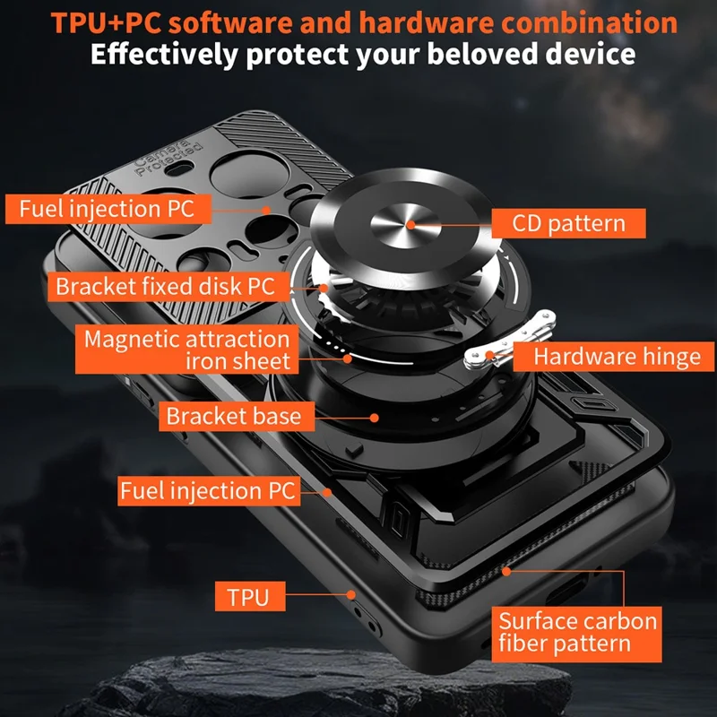 For Xiaomi 15 Ultra Magnetic Case Rotating Kickstand TPU + PC Phone Cover - Black