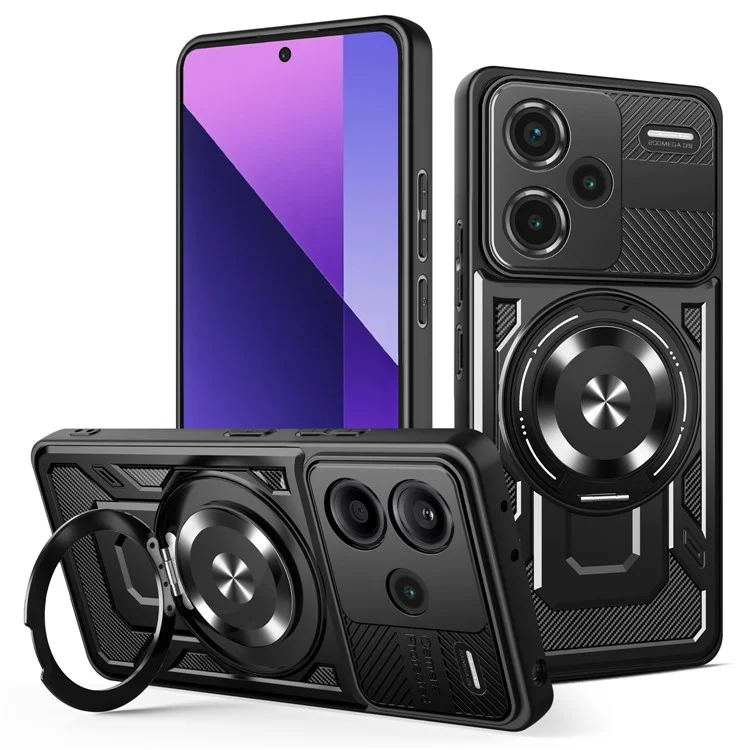 Pour Xiaomi Redmi Note 13 Pro+ 5G Étui Magnétique avec Support Rotatif TPU + PC - Noir