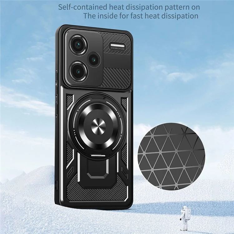 Pour Xiaomi Redmi Note 13 Pro+ 5G Étui Magnétique avec Support Rotatif TPU + PC - Noir